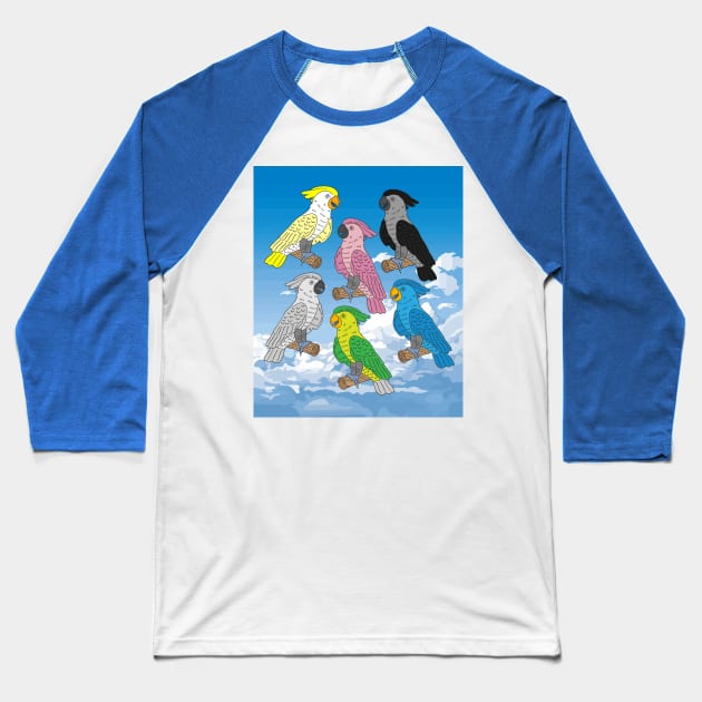 Colorful Cockatoo Bird Parrot Baseball T-Shirt by flofin